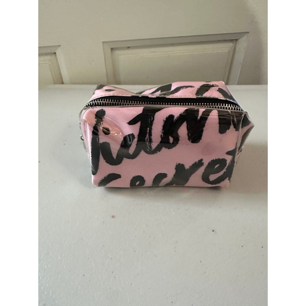 Victoria's Secret Plastic Coated Signature Script Logo Mini Cube Zipper Pouch